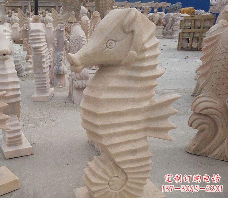 成都公园石雕喷水海马