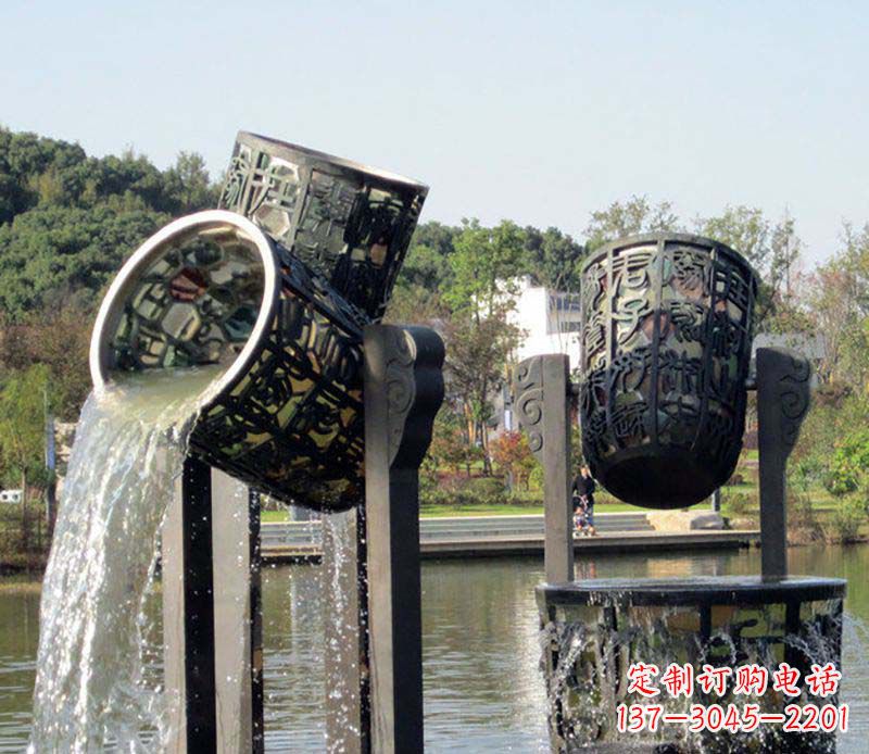 成都公园水缸喷泉铜雕