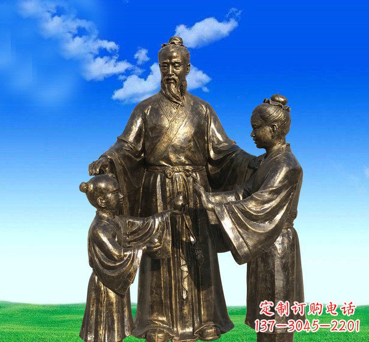 成都铜雕艺术精美人物雕塑——孔融让梨