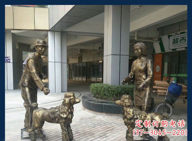 成都精美铜雕牧羊犬人物雕塑