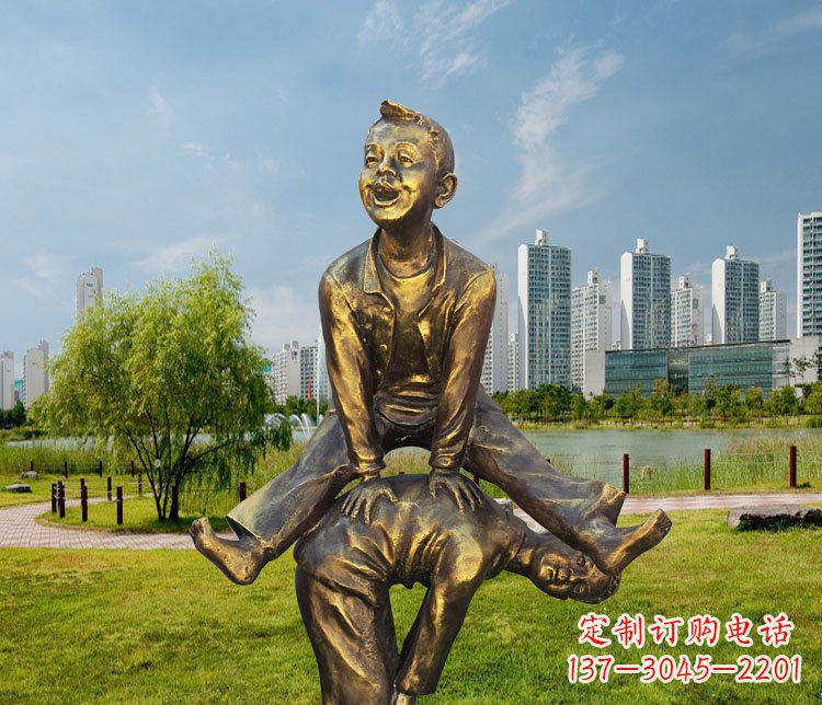 成都中领雕塑铜质经典跳马蹲人雕塑