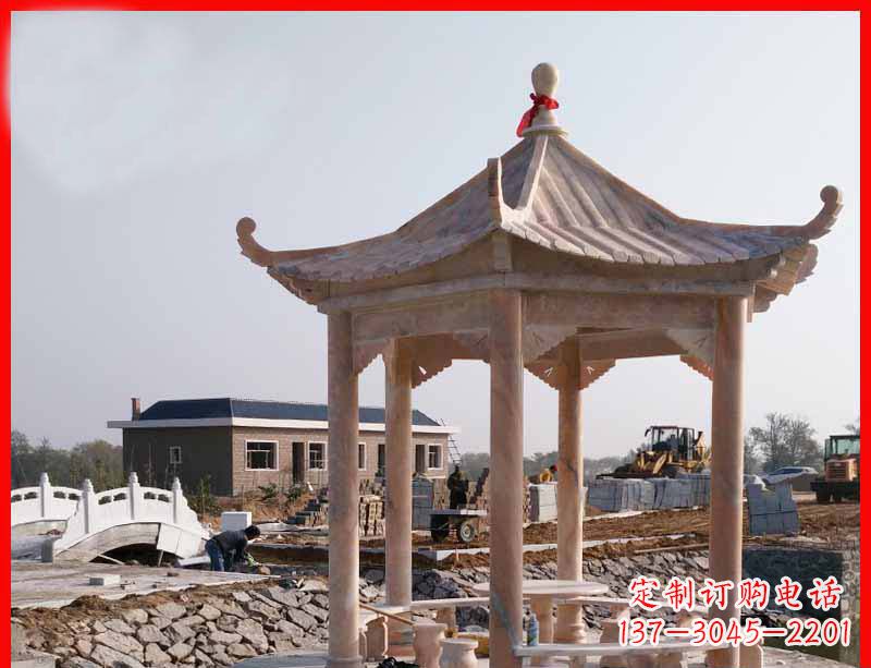 成都红六角石凉亭雕塑