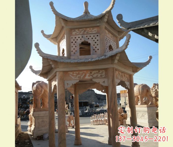 成都中式双层石雕凉亭