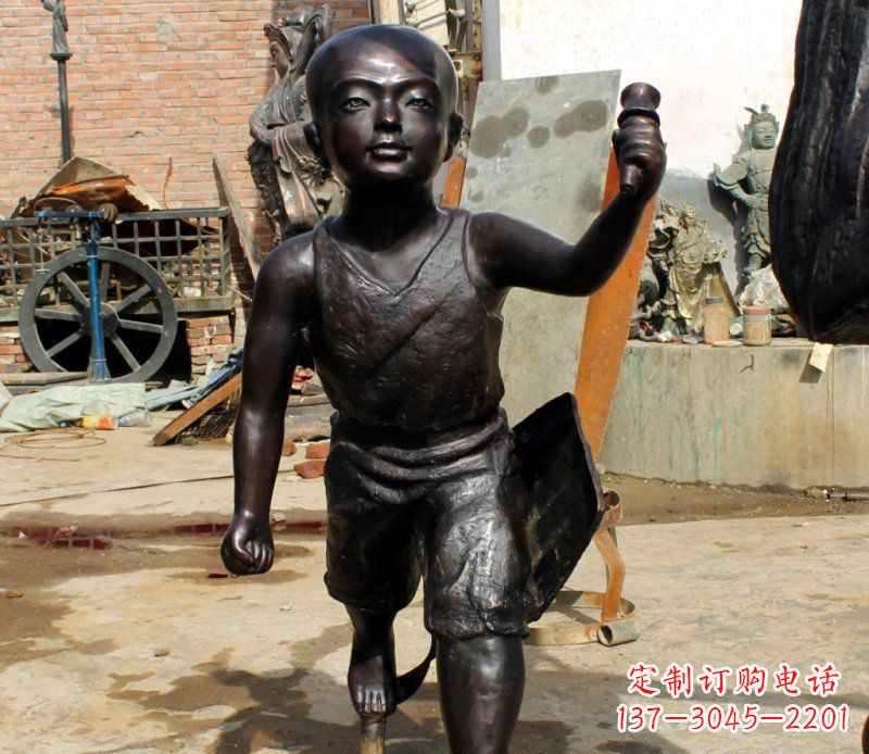 成都打造完美的小孩铜雕,让童趣活跃
