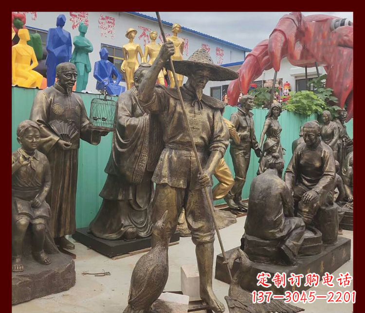 成都新中式鸬鹚铜雕塑