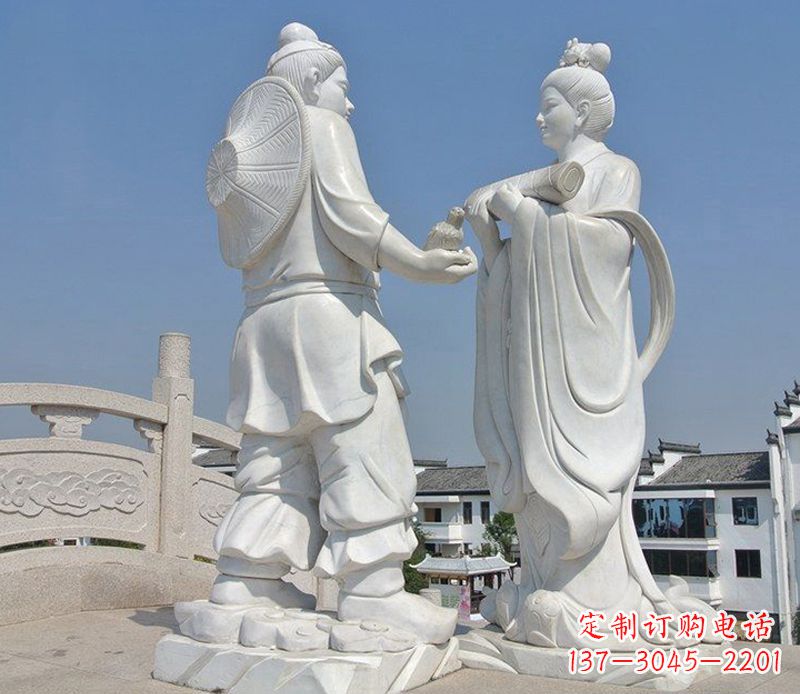 成都古代人物牛郎织女石雕
