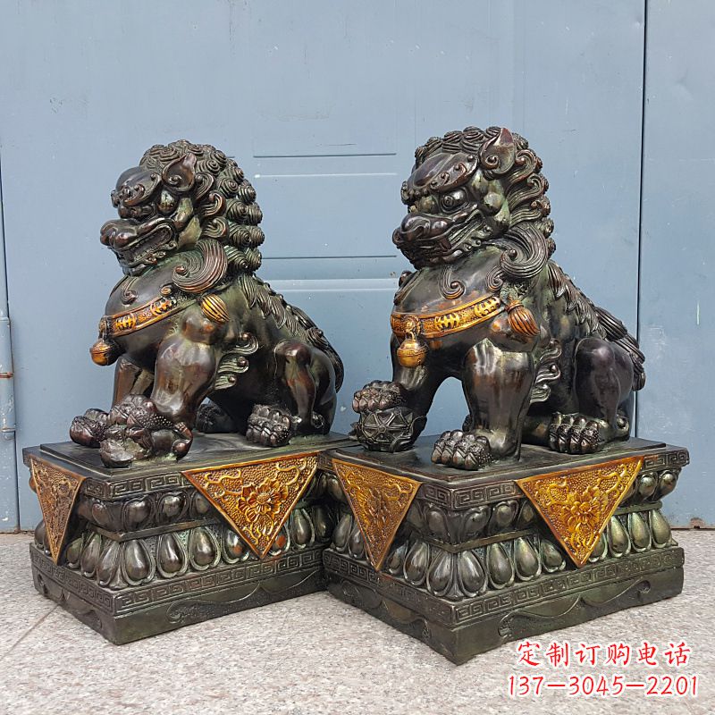 成都中国传统工艺青铜狮子雕塑