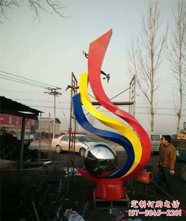 成都广场不锈钢彩色抽象凤凰雕塑