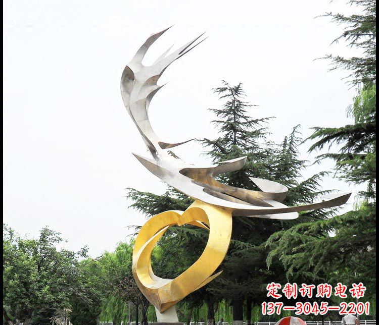 成都广场不锈钢抽象凤凰摆件雕塑