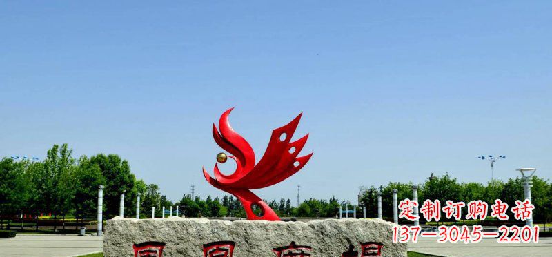 成都广场不锈钢抽象凤凰雕塑 (3)