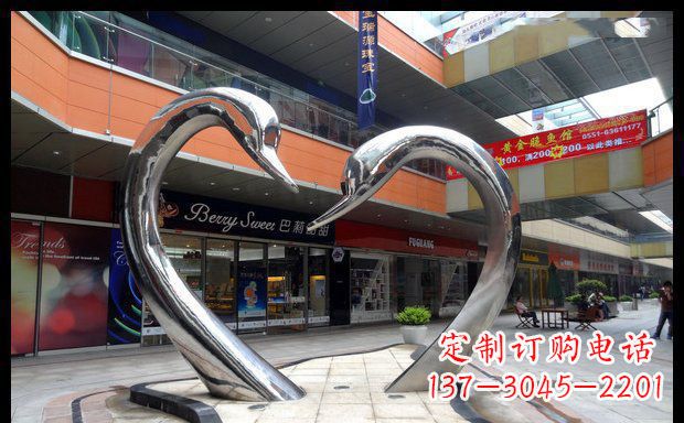 成都中领雕塑:精美的不锈钢抽象天鹅雕塑