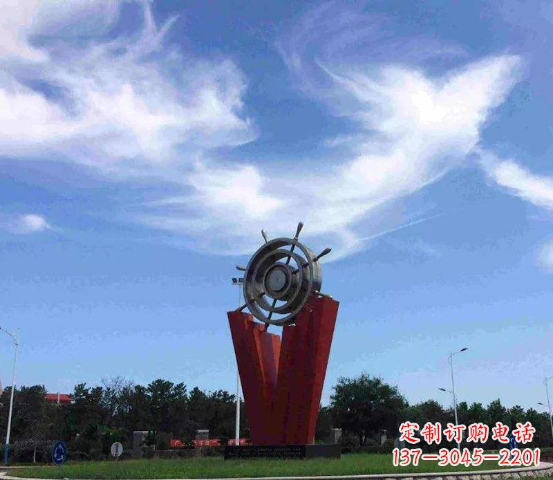 成都广场不锈钢船舵雕塑