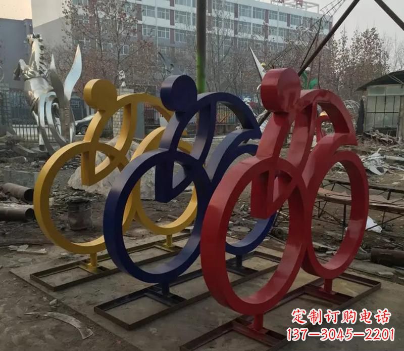成都广场不锈钢骑自行车人物景观雕塑