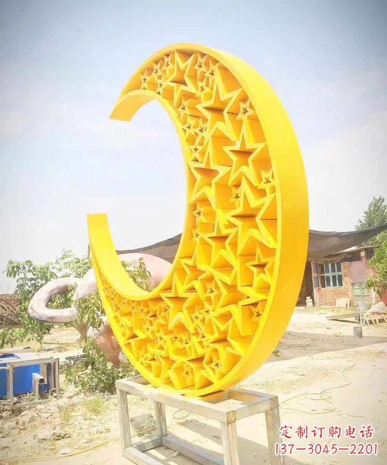 成都广场不锈钢五星月亮雕塑