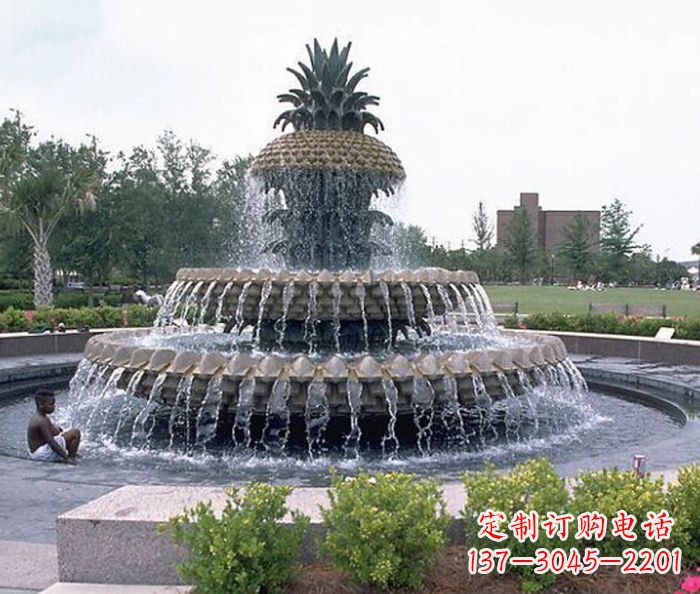 成都广场景观大型菠萝喷泉石雕
