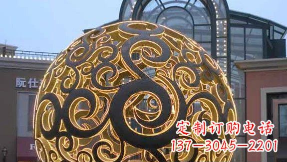 成都镂空球形喷泉雕塑无锈钢精美装点空间