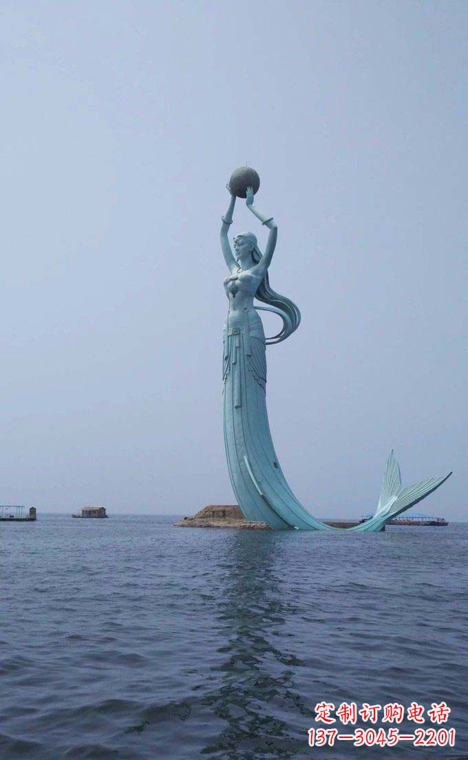 成都海边不锈钢大型美人鱼景观雕塑