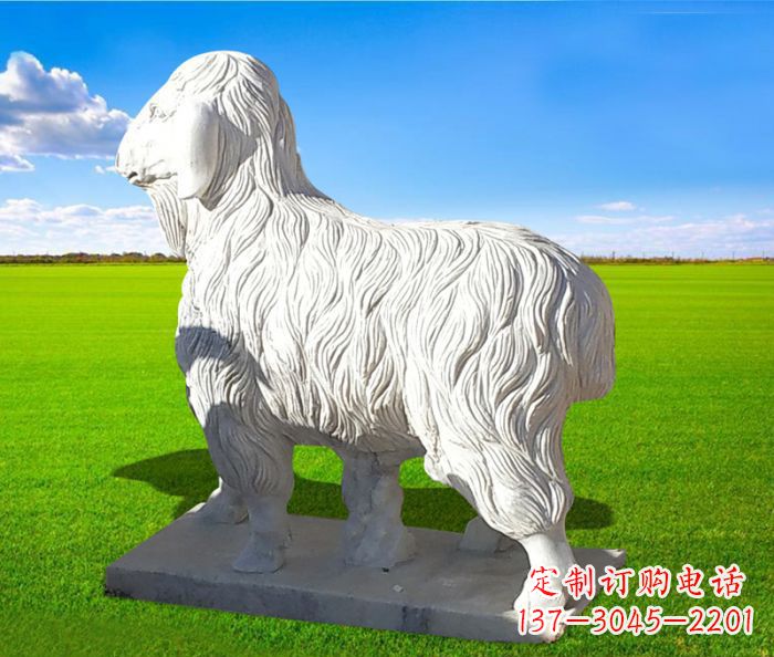成都汉白玉公园羊动物石雕