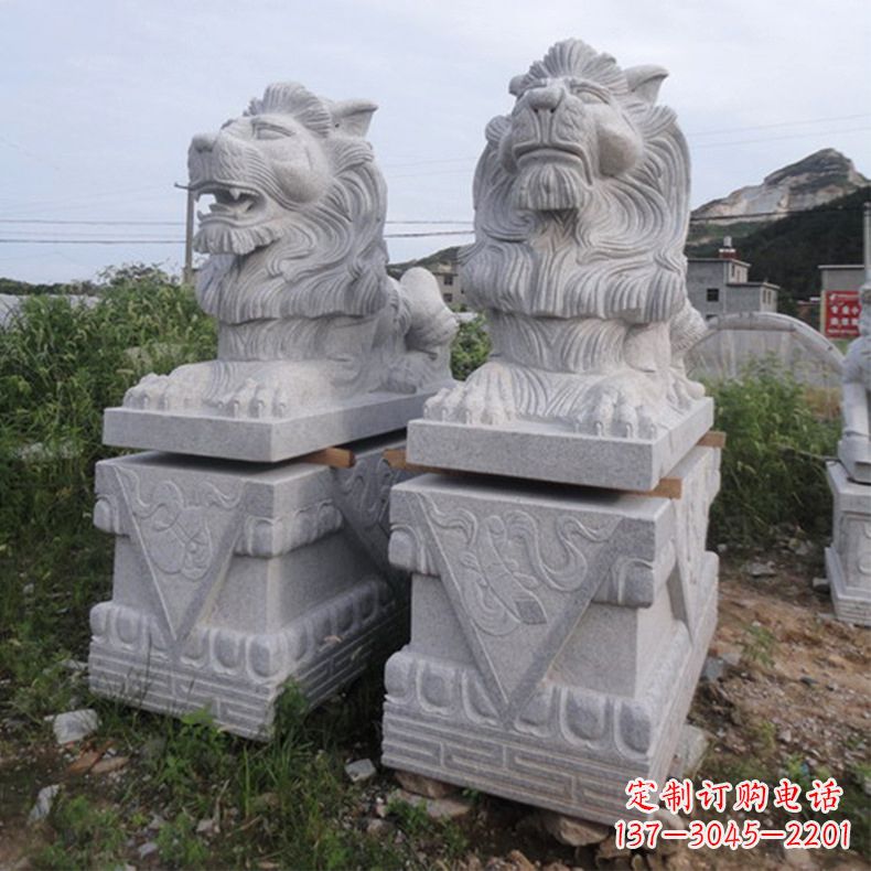 成都汇丰狮子石雕,精美雕塑展现霸气