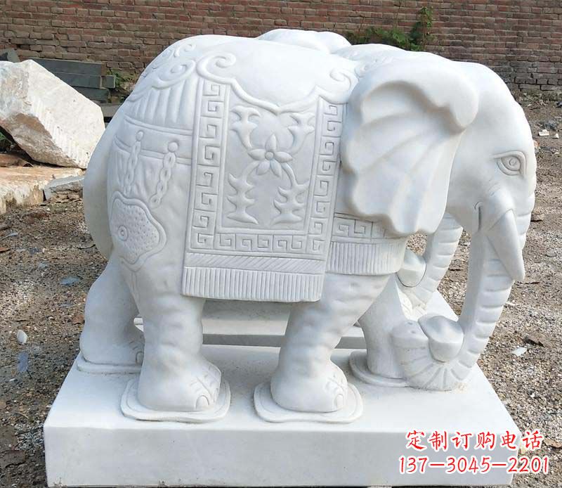 成都汉白玉卷鼻大象雕塑
