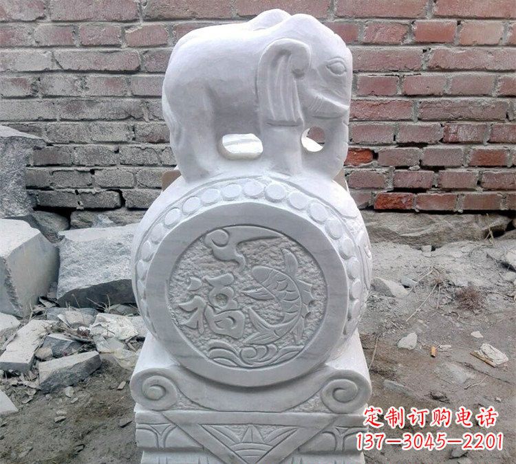 成都汉白玉门口大象抱鼓石