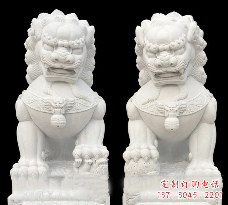 成都玉质狮子门口雕塑是由中领雕塑定制制作的,…