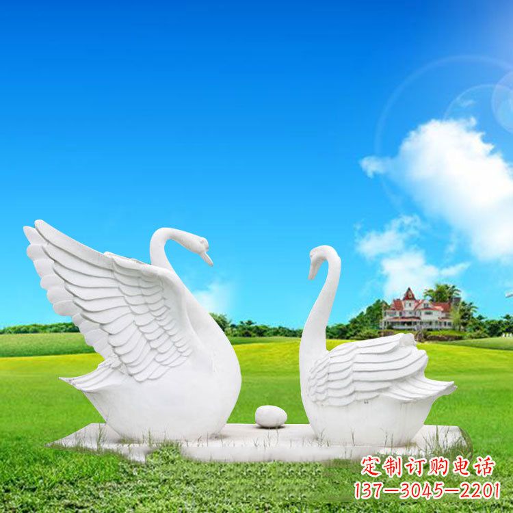 成都精美石雕天鹅情侣动物雕塑摆件