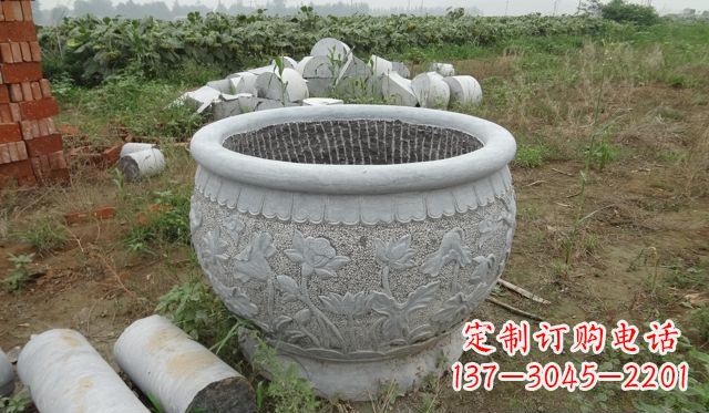 成都荷花花盆公园景观石雕，千般美妙一览无余