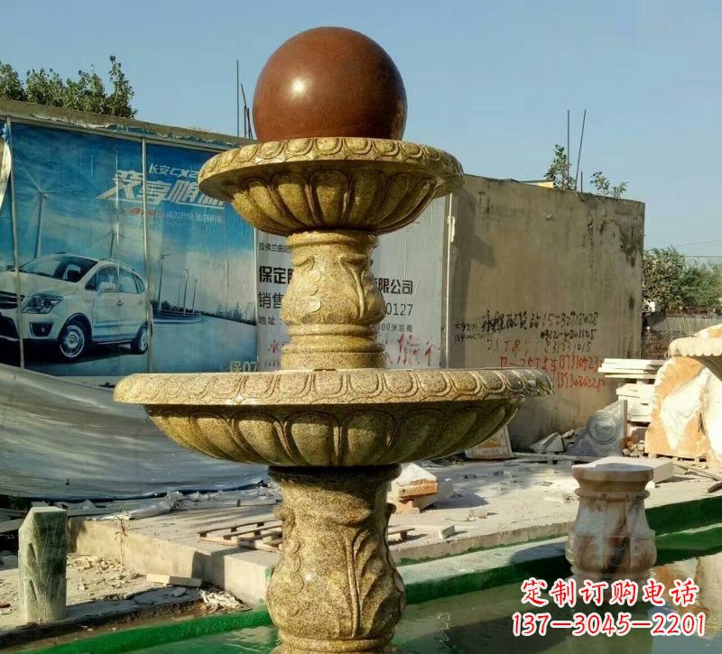 成都精美花岗岩双层风水球雕塑
