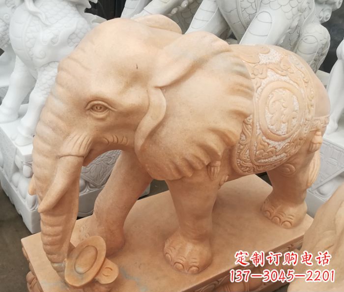 成都吉祥如意大象晚霞红门口石雕 (6)
