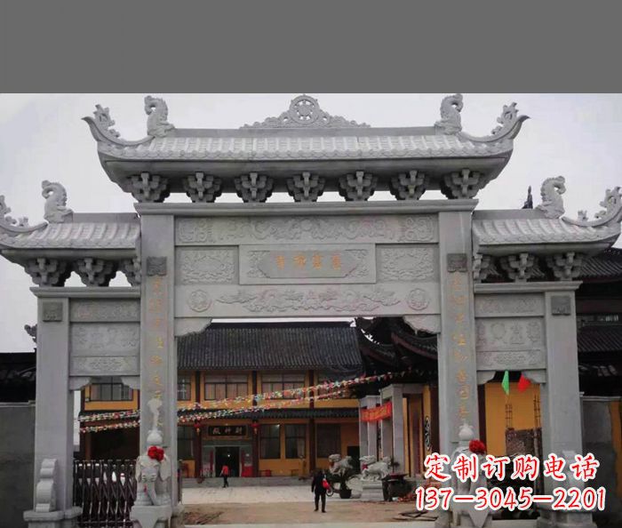 成都专业街边道路三门石牌坊雕塑制作