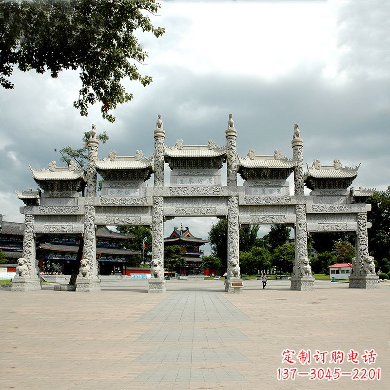 成都精美五门石牌坊雕塑定制