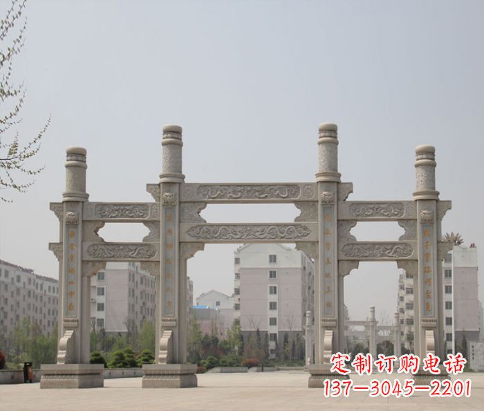 成都上中领雕塑:牌坊石雕定制