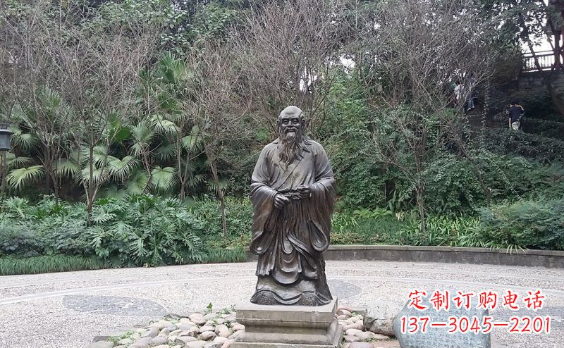 成都品尝古典:中领雕塑老子铜雕