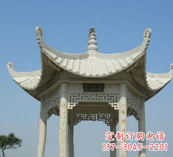 成都六角凉亭园林景观石雕