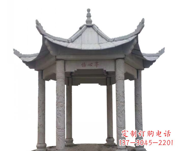 成都六角石雕凉亭 (5)