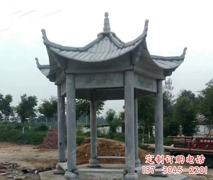 成都六角石雕凉亭 (4)