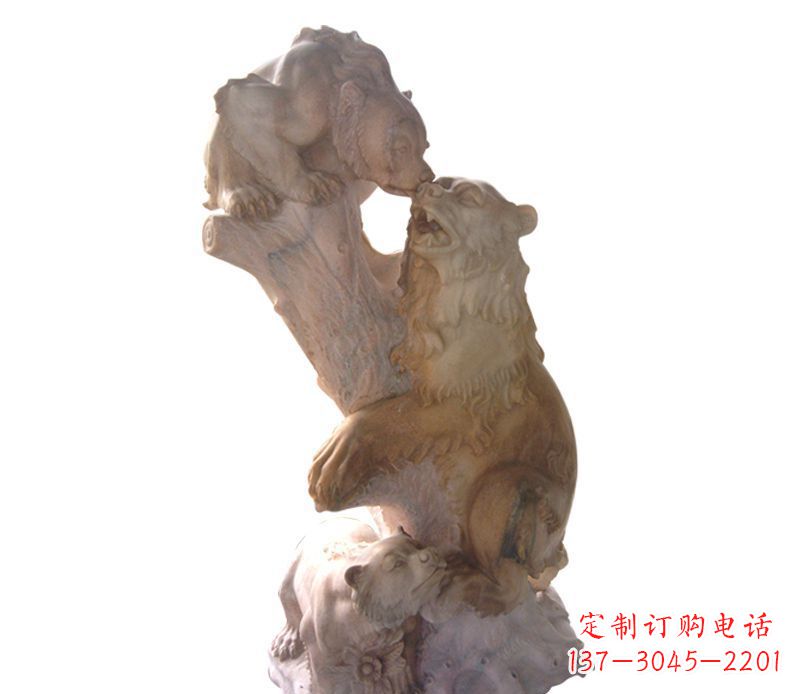 成都母子狗熊石雕公园动物雕塑