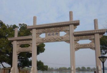 成都景区三门古典牌坊石雕