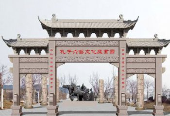 成都景区三门石雕牌坊-高质美观可靠的雕塑装置