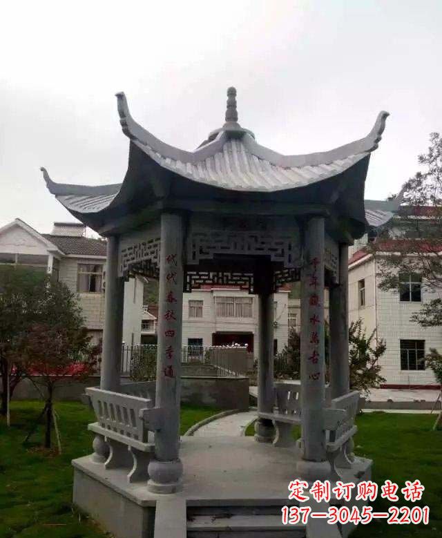成都青石六角凉亭雕塑