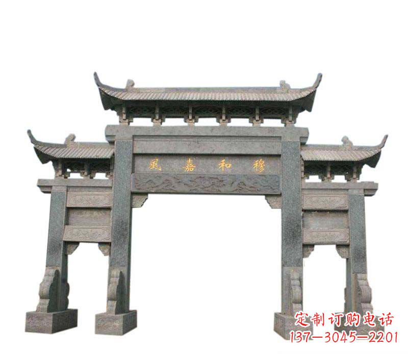 成都四门牌坊石雕:高端雕塑定制