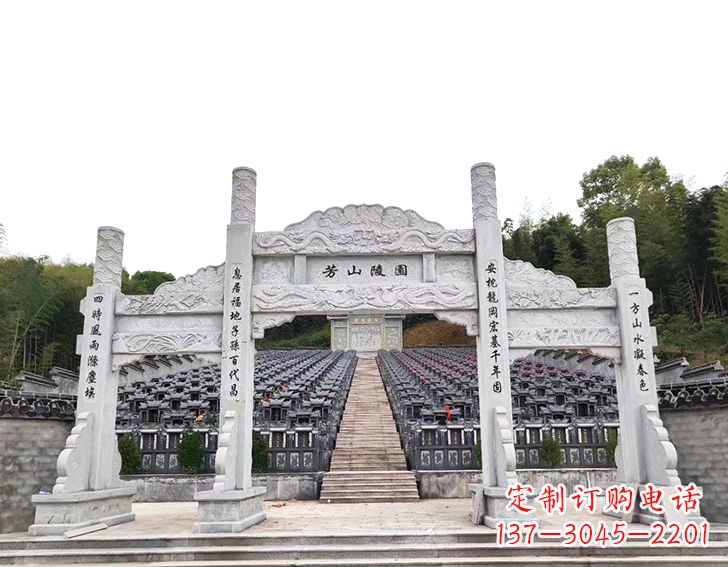 成都精致雕刻的三门石牌坊雕塑