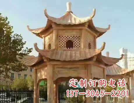成都石雕小区景观双层凉亭