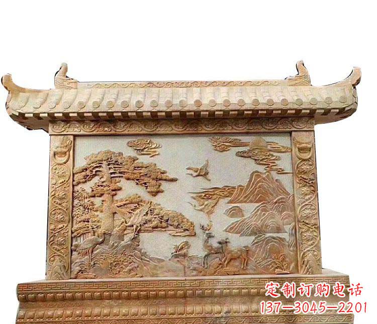 成都石浮雕晚霞红影壁石雕