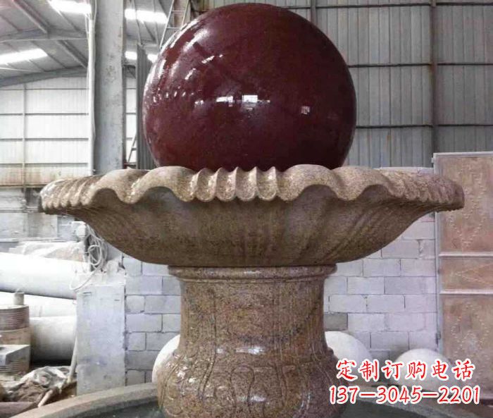 成都石来运转小型风水球喷泉石雕 (2)