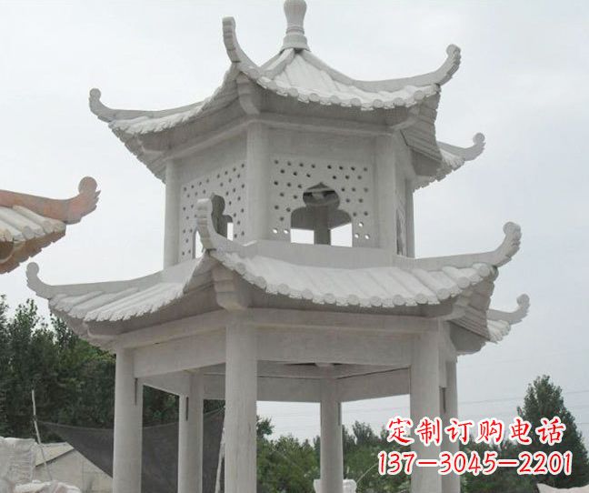 成都双层大理石凉亭石雕