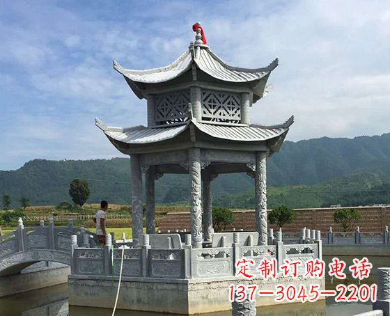 成都双层仿古凉亭石雕_1