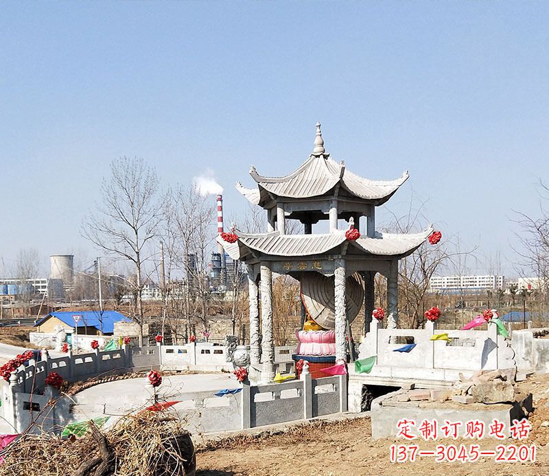 成都双层石凉亭石雕 (2)