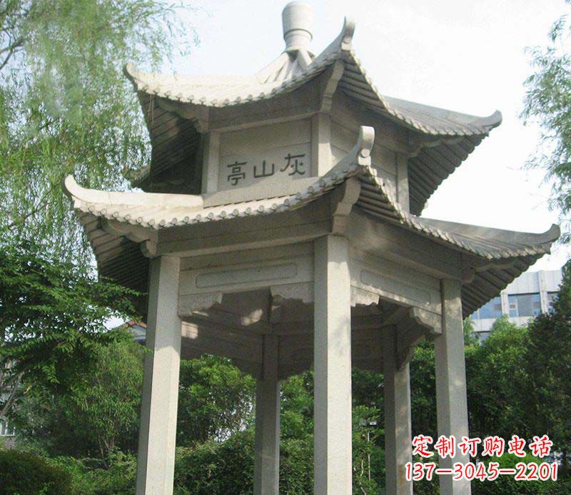 成都双层石凉亭石雕